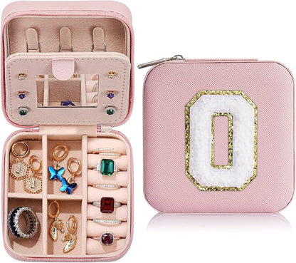 Parima Women's Pink P Initial Jewelry Case | Small Travel Jewelry Box