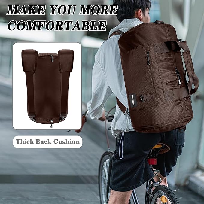 Wildroad Travel Bags for Men, Gym Bag & Duffle Bag for Travel, Carry on Duffel Bag 3 IN 1 Expandable Overnight Weekender Bag (Coffee, Large-50L+ Gym Bag)