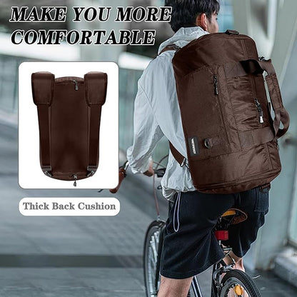 Wildroad Travel Bags for Men, Gym Bag & Duffle Bag for Travel, Carry on Duffel Bag 3 IN 1 Expandable Overnight Weekender Bag (Coffee, Large-50L+ Gym Bag)