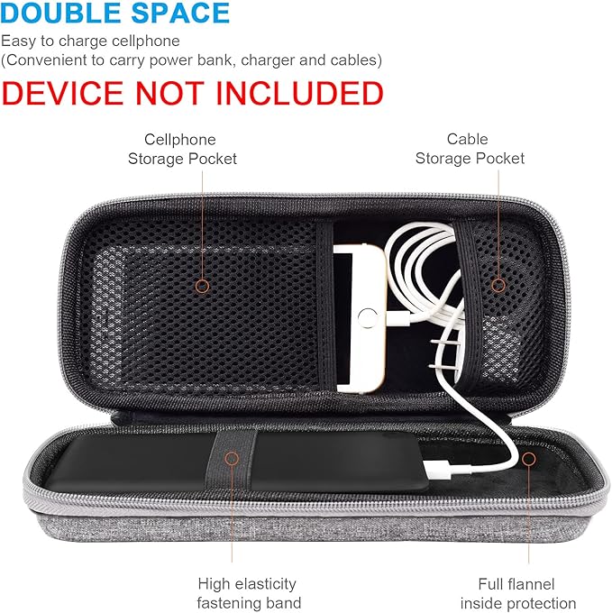 Powerbank Hard Travel Case Compatible RAV Power 26800/20100/20000mAh, Anker Power Core 26800mAh/ PowerCore +26800mAh, ROMOSS 30000mAh, Miady Charger, Ekrist, Lab599 Tx500 Radio(Light Grey)