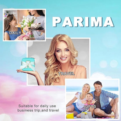 Parima Bridesmaid Gifts for Wedding Day, Bridesmaid Gifts for Women | Bridesmaid Proposal Gifts Unique Gifts | Wedding Travel Essentials Small Jewelry Box | Travel Jewelry Case - Letter S, Blue