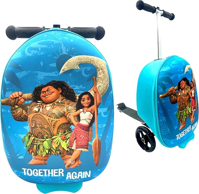 Fast Forward Kid’s Licensed 18" Ride-On Suitcase Scooter - Lightweight Carry-On Foldable Scooter Luggage