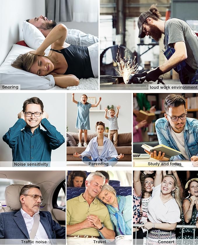 SUPCEAT Ear Plugs for Sleeping - Noise Reduction Soft Silicone Earplugs, 2 Pairs Reusable Hearing Protection Earplugs for Noise Sensitivity, Sleep,Snore,Travel,Sound Reduction Noise Cancelling - Black