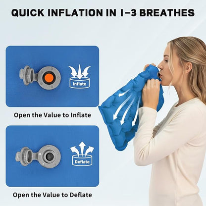 EULANT Inflatable Seat Cushion Lightweight Compact Stadium Seat Pad Camping Travel Air Seat Cushion for Airplane Hiking Bleachers Office Home Sports Events(Blue)