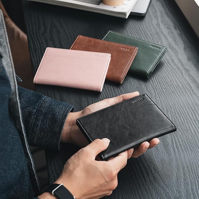 VULKIT Passport Holder for Travel, Rfid Blocking Passport Cover, Slim Travel Wallet for Men & Women, Cognac Brown