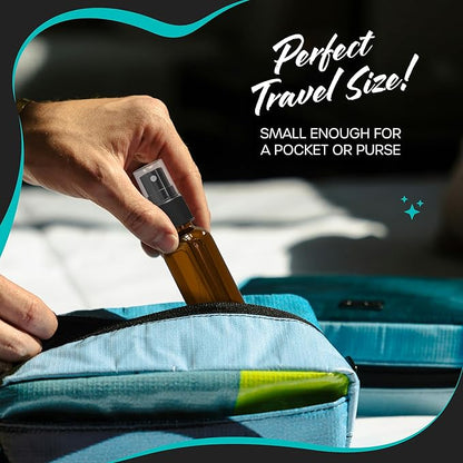 Nevlers Amber Glass Spray Bottles Small 1 Oz 48 PK | Mini Spray Bottle Set w/Amber Bottles, Shrink Wrap, Labels, Marker, Funnel & Brush | Travel Size Mist Bottle For Use as Oil Mister & Hair Mister