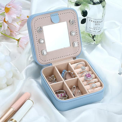 Parima Small Jewelry Box for Girls, Travel Initial Jewelry Boxs for Girls | Small Jewelry Organizer Box | Travel Jewelry Case Jewelry Organizer | Mini Jewelry Case - Letter G, Sky Blue
