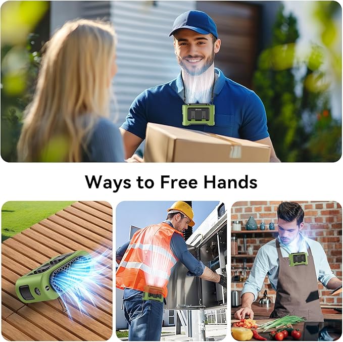 AMACOOL 14500mAh Portable Waist Fan, Strong Wind Power for Full Body Cooling Shirt Fan, 5 Speed Wearable Belt Clip on Fans, Battery Operated Personal Neck Fans, for Outdoor Work Camping Travel