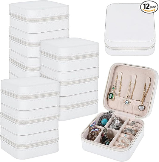12 Pcs Mini Travel Jewelry Case Bridesmaid Proposal Gift Boxes Small Jewelry Organizer PU Leather Earring Organizer Box Bulk Travel Accessories Portable Travel Jewelry Holder