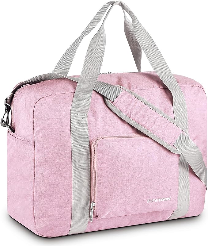 For Spirit Airlines Personal Item Bag 18x14x8 Foldable Travel Duffel Bag Underseat Carry-on Luggage for Women and men 30L(Pink)