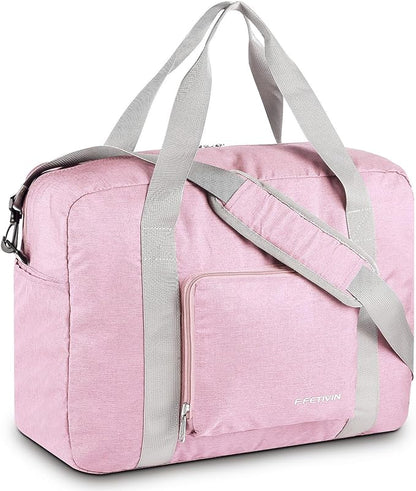 For Spirit Airlines Personal Item Bag 18x14x8 Foldable Travel Duffel Bag Underseat Carry-on Luggage for Women and men 30L(Pink)