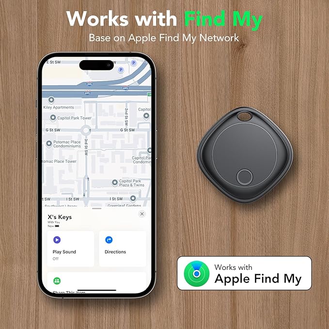 Air Tracker Tags-4 Pack, Bluetooth Tracker Works with Apple Find My APP (iOS Only), Bluetooth Air Tracker Tags Finder and Item Locator for Keys, Bags, Luggage, Wallet, Replaceable Battery