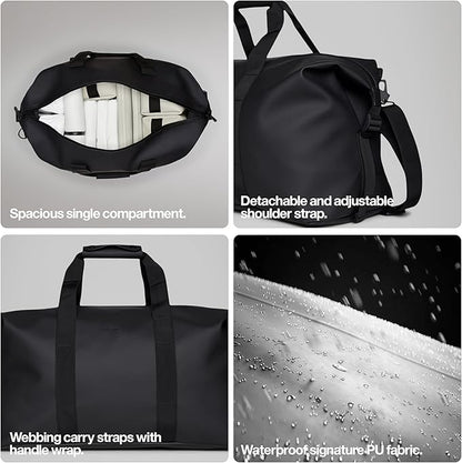 RAINS Regular Weekend Bag - Waterproof Travel Duffel for Men and Women - Duffle with Coated Zip, Adjustable Strap
