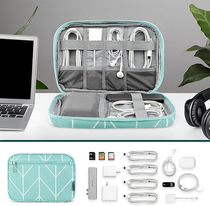 PAVILIA Soft Electronic Organizer Travel Case, Travel Cord Organizer Bag, Small Cable Tech Storage Pouch, Travel Accessories Essentials Must Haves for Mobile Phone, USB, Cord, Charger, Teal