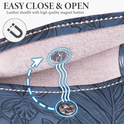 Pill Organizer,LIZIMANDU Weekly Travel Pill Case Box Medication Reminder Daily AM PM, Day Night 7 Compartments,for 4 Times A Day, 7 Days a Week-Includes Leather PU Carrying Case(1-Carved Blue3)