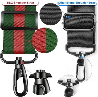 ZINZ 74" Shoulder Strap with Fixed Pad and Dual Balanced Buckles，Green-Red-Green Stripe