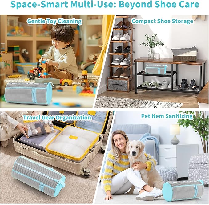 Shoe Washing Machine Bag: 2 pcs Shoe Bag for Washing Machine and dryer - Durable Zipper - 360° Deep Clean - Reusable laundry Bag for Sneaker/Slippers/Tennis/Runing Shoes & Insole(Grey)