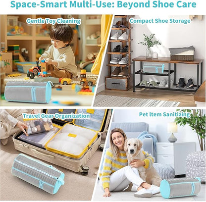 Shoe Washing Machine Bag: 2 pcs Shoe Bag for Washing Machine and dryer - Durable Zipper - 360° Deep Clean - Reusable laundry Bag for Sneaker/Slippers/Tennis/Runing Shoes & Insole(Grey)