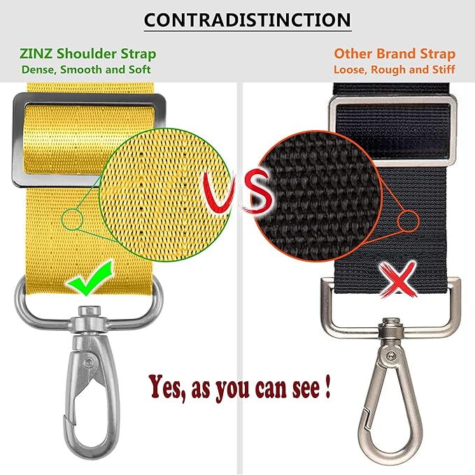 Shoulder Strap, ZINZ 57" Padded Adjustable Shoulder Bag Straps Replacement for Bags with D-Ring (Y02L01)