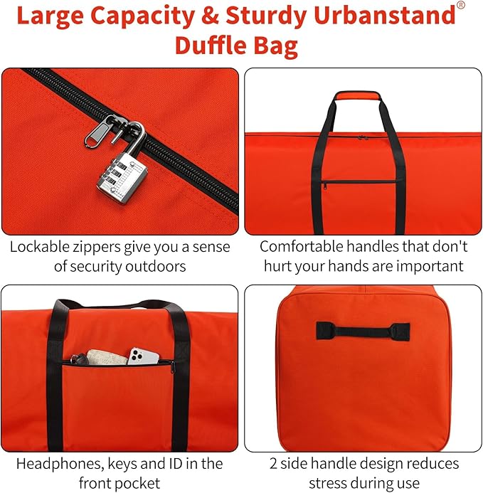 Urbanstand 52 Inch Large Duffle Bag for Travel Camping Sport Equipment Storage Bag with 2-way Lockable Zippers Orange