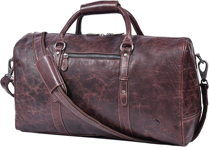 Leather Duffel Bag for Men & Women Travel, Weekend, Overnight, Gym Bag
