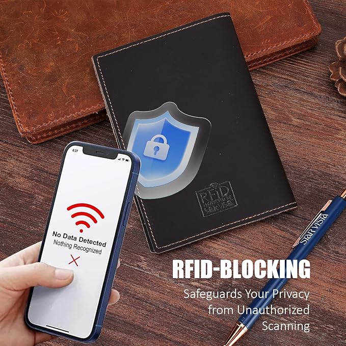 STAR VISTA Albatross Leather Travel Passport Holder, Minimalist Design, Full Grain Leather Case for Women and Men - Slim Passport Wallet, Bifold, RFID Blocking, Dark Chocolate