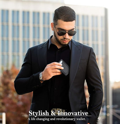 SERMAN BRANDS Money Clip Wallet - Mens Wallets slim Front Pocket RFID Blocking Card Holder Minimalist Mini Bifold