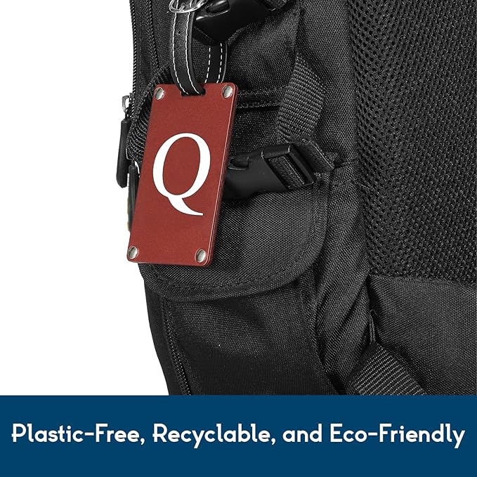 Premium 3-Layer Aluminum Luggage Tags by Fortuna - Easy to Claim, Laser-Engraved, Plastic-Free, and Eco-Friendly Luggage Tag Holders, 2-Pack, Red (Q)