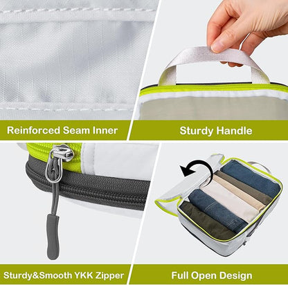 Cipway Mesh Compression Packing Cubes, Ultralight See Through Luggage Organizer Bags, Travel Essentials for Carry on Suitcase（3 Pcs,White）