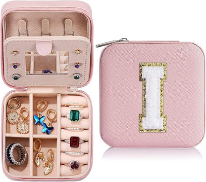 Parima Travel Jewelry Organizer for Women | Necklace, Earring, Ring Organizer | Women's Travel Gifts - Letter I, Pink