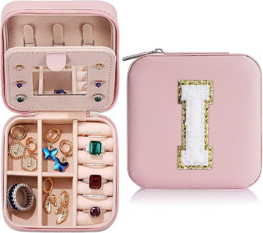 Parima Travel Jewelry Organizer for Women | Necklace, Earring, Ring Organizer | Women's Travel Gifts - Letter I, Pink