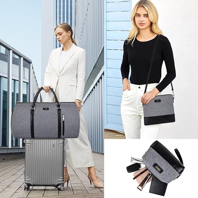 Convertible 2-in-1 Garment Bags for Travel, Carry On Garment Duffle Bag With Shoe Compartment Large Weekender Bag for Women Men Hanging Suitcase Suit Travel Duffel Overnight Bags 4pcs Set