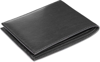 Bosca Men's Old Italian Leather Wallet RFID Blocking Modern Bifold Executive Design 8 Card Slots, Made in Italy - Black