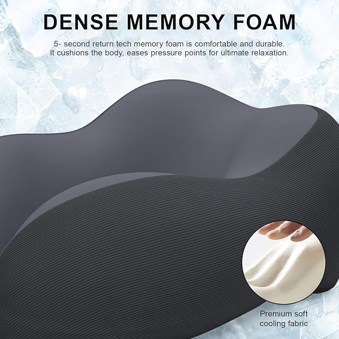 Travel Pillow for Airplane-3 Pack Memory Foam Neck Pillows, Soft Support Travel Essentials for Travelling, Sleeping Rest, Car, Train and Home Use(Grey&Black&Pink)