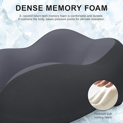 Travel Pillow for Airplane Memory Foam Neck Pillow, Soft & Support Travel Pillow for Travelling, Sleeping Rest, Car, Train and Home Use (Black)