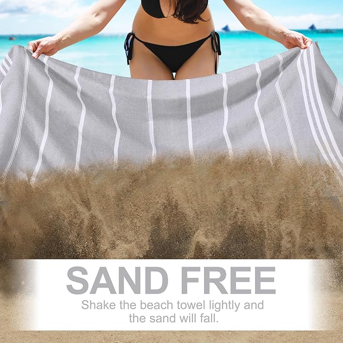Genovega 6 Packs Oversized Turkish Beach Bath Towel Set Bulk 74"x38" Extra Large Sand Free Quick Dry Swim Camping Pool Clearance Towels Travel Blanket Adult Essentials Multi Stripe