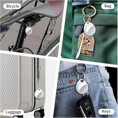 Air Tracker Tags-4 Pack, 5.3 Bluetooth Tracker Work with Apple Find My (iOS Only), 100dB Sound Finder, Smart Tags with Keychain/Lanyard, Item Finder for Luggage/Key/Suitcase, Replaceable Battery.