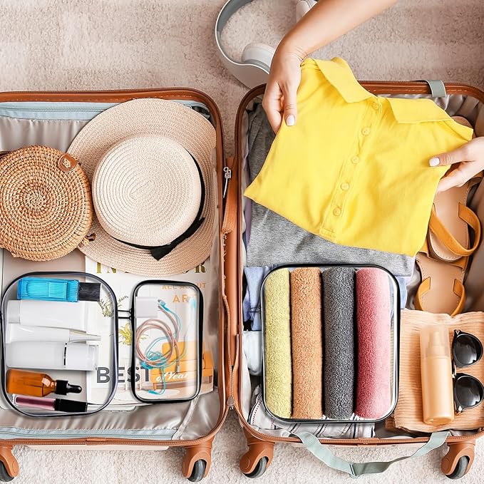 3 Pack Zippered Hard Pouch, Clear Hard Shell Zipper Case, Clear Plastic Storage Box Containers Small Toiletry Bag for Small Items, Toys, Building Blocks, Puzzles, Cosmetics&Stationery, 3 Size