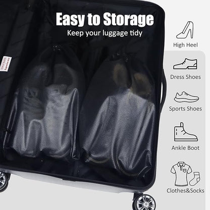 Gloppie Shoe Bags for Travel, (4-Pack) Shoe Storage Bag with Drawstring, Packing Organizer for Sneakers, Gym, Luggage, Closet, Weekender Overnight Travel Essentials