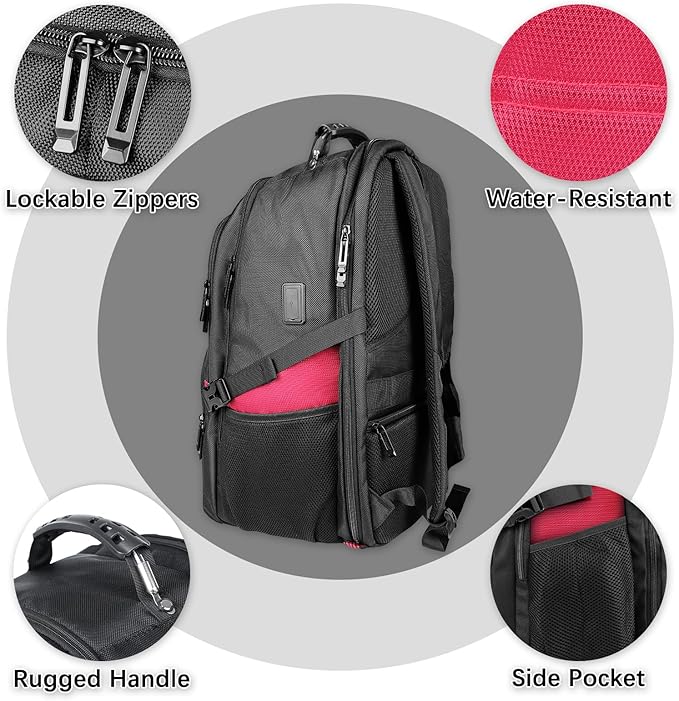 50L Extra Large Backpack,Laptop Backpack, Travel Backpack for Men, Big Backpack, Water Resistant School Approved Business Work Computer Heavy Duty Bag with USB Port, Fits 17 Inch Laptop, Red