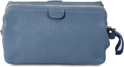 KomalC Premium Buffalo Leather Toiletry Bag for Men & Women – Leather Dopp Kit With Water resistant Lining, Premium Toiletry Travel Pouch, Unisex Wash Bag for Toiletries, Gifts for Men and Women