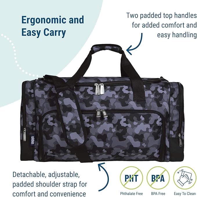 Wildkin Kids Weekender Duffel Bag – Carry-On Size for School, Travel, & Sleepovers