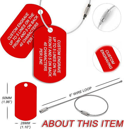 High Visibility Durable Anodized Aluminum Personalized Luggage Tag - 2 Pack, Customizable Travel ID Tag for Luggage, Golf Bags & More - Custom Luggage Tag (Red)