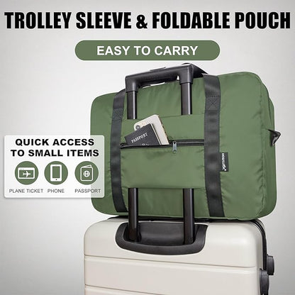 Foldable Travel Duffle Bag, Airlines Approved Carry On Bag Weekender Overnight Bag for Men Women, 40L (Army green)
