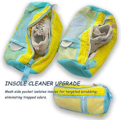 Shoe Washing Machine Bag - Set of 2 Shoe Washing Bags, Side Mesh for Insoles Sock, 360° Deep Clean Laundry Bag, Reusable Shoe Bag for Washing Machine, Shoe Cleaning Bag for Sneakers