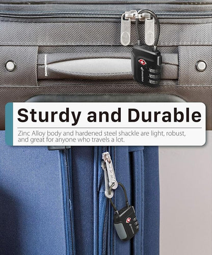 Fosmon TSA Approved Cable Locks for Luggage, Suitcase, Gun Case Lock with Push Release Button, 3 Digit Long Shackle Combination Wire Lock for Backpack