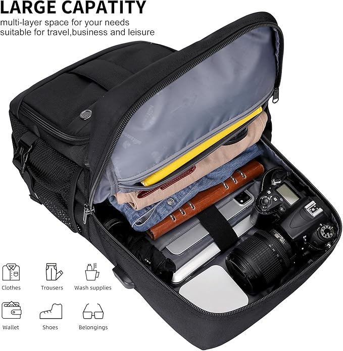 WITZMAN Carry on Travel Backpack for Men Women Laptop Backpack with USB Charging Port Airline Approved(B683 Classic Black)