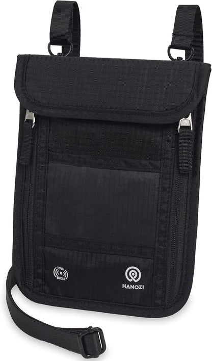 Travel Neck Wallet – Travel pouch and RFID Blocking Passport Holder for Women and Men - Slim Travel Wallet to Keep Your Cash, Passport, Credit Cards Safe. Easy to Conceal Passport Wallets.