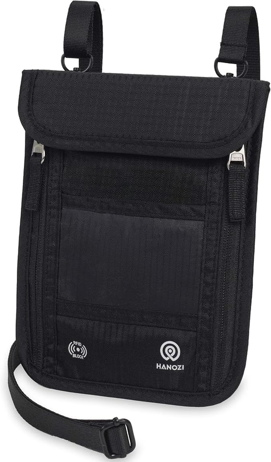 Travel Neck Wallet – Travel pouch and RFID Blocking Passport Holder for Women and Men - Slim Travel Wallet to Keep Your Cash, Passport, Credit Cards Safe. Easy to Conceal Passport Wallets.