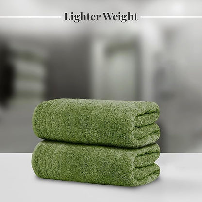 Tens Towels Pack of 8 Towels Set, 2 Extra Large Bath, 2 Hand, 4 Washcloths, 100% Cotton, Lighter Weight, Quicker to Dry, Super Absorbent, Perfect for Bathroom, Green